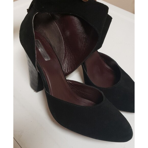 Report Signature Womens Black Suede Ankle Strap Block Heel Dress Shoes Sz 10 POE - Picture 14 of 15